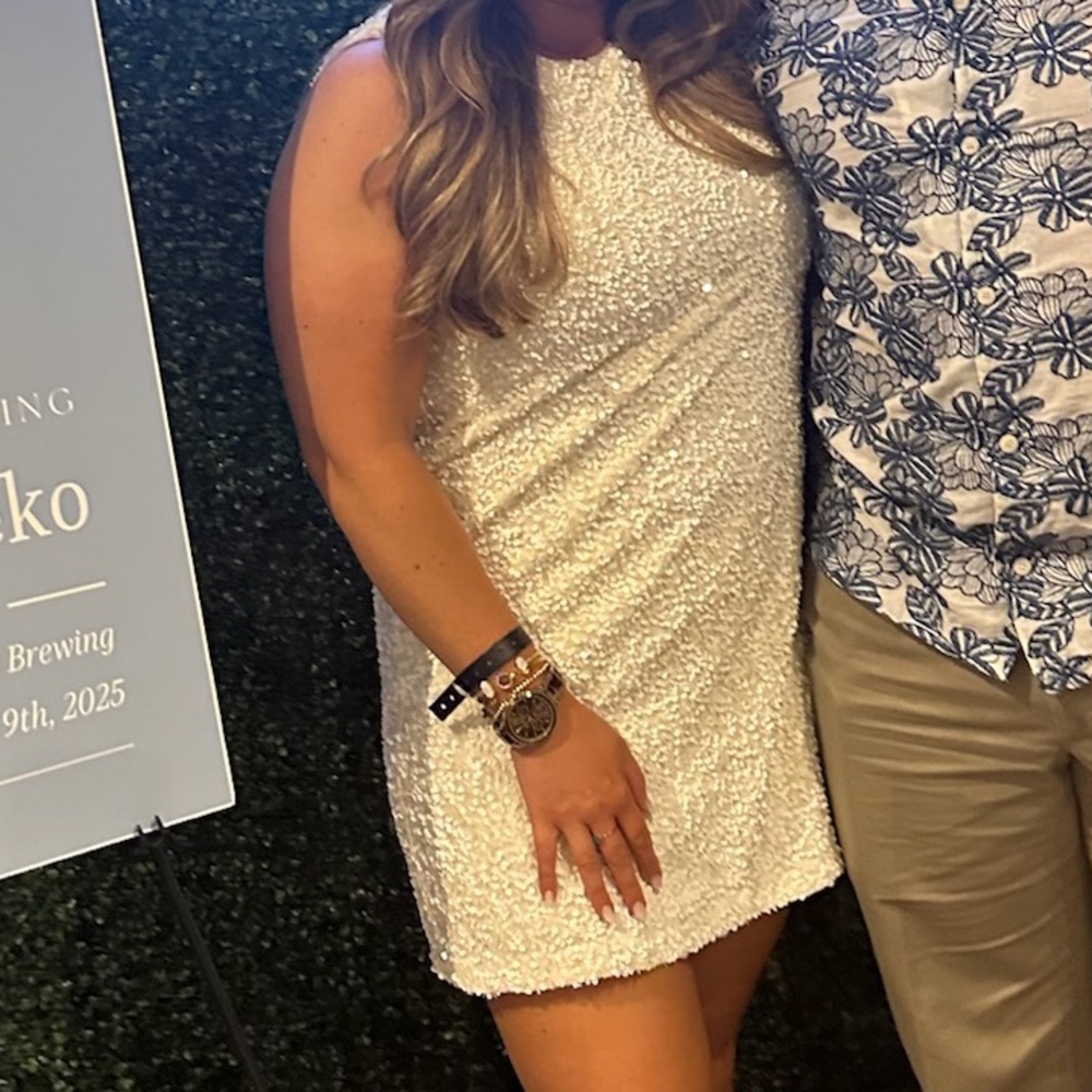 Entro Cream Sequin Dress